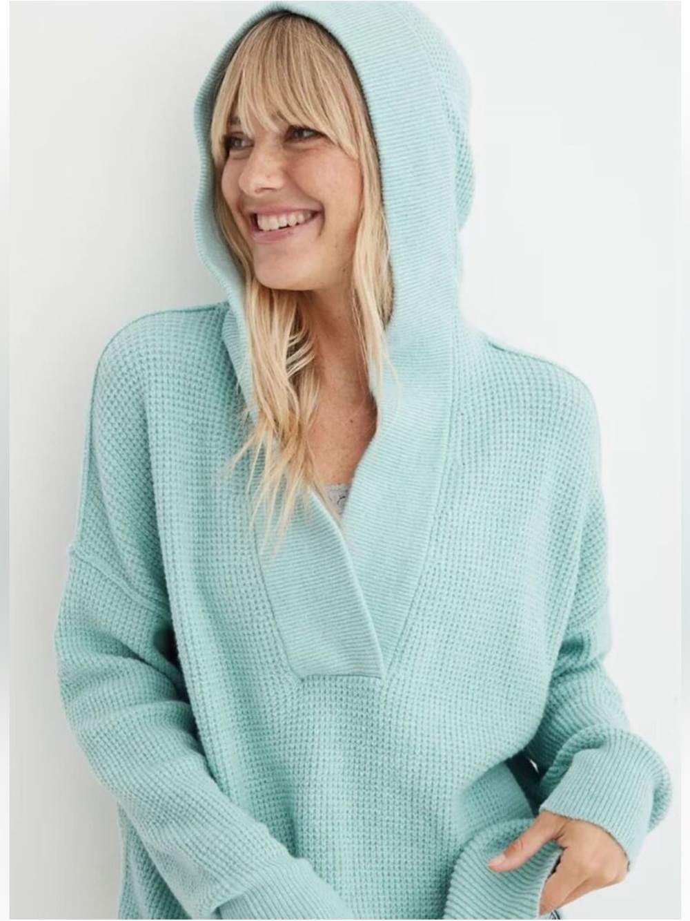 AERIE - Aerie CozyUp Waffle Sweater Hoodie Sz Medium (oversized)